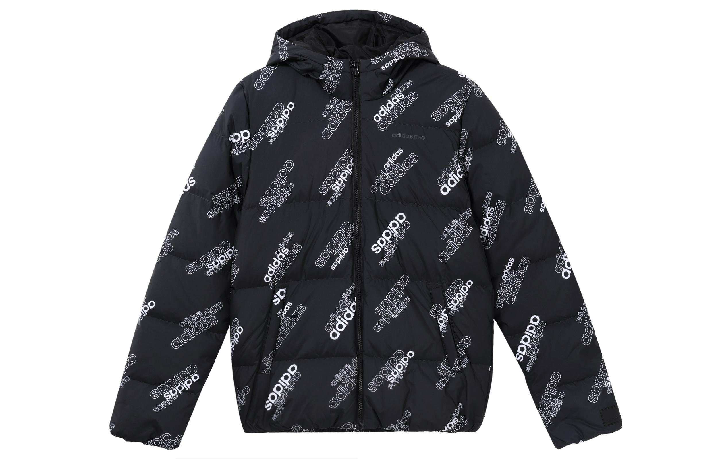 Adidas Neo Down Jackets Men s Black Hooded Moderate GJ8812 S
