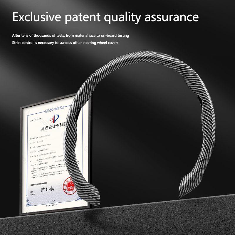All Seasons Leather 5D Steering Wheel Cover Universal for 14.96 Inch Durable Carbon Fiber Cover Anti-Slip Veins Design for Honda