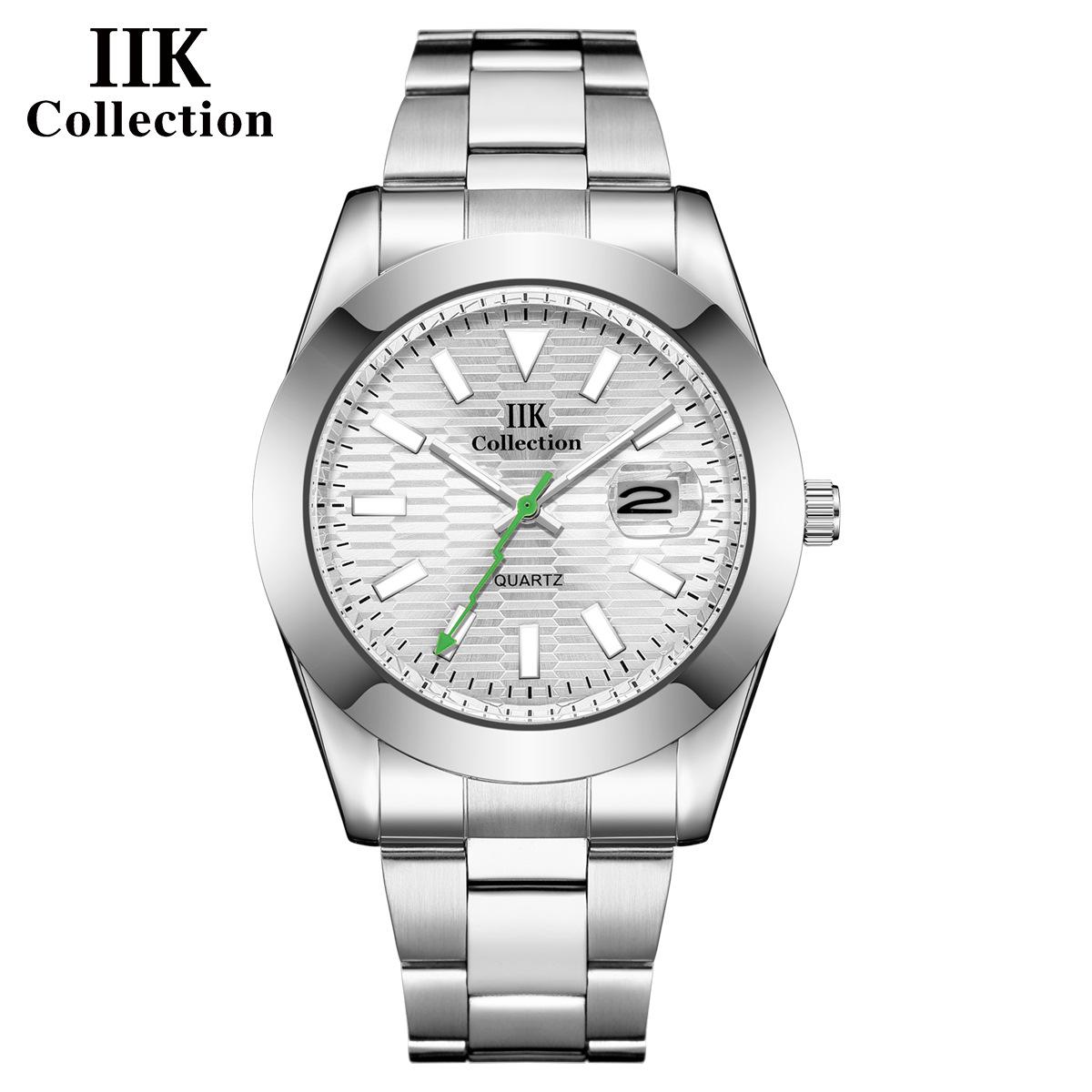 

Чоловічий годинник IIK Business із зеленим циферблатом. Чоловічий годинник із кварцевим водонепроникним календарем і сталевим ремінцем
