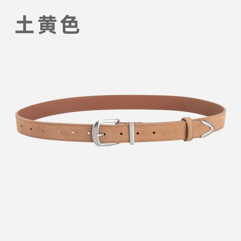 Womens Genuine Leather Belt With Matte Suede Finish Vintage Style Adjustable Waistband Jeans Skirts