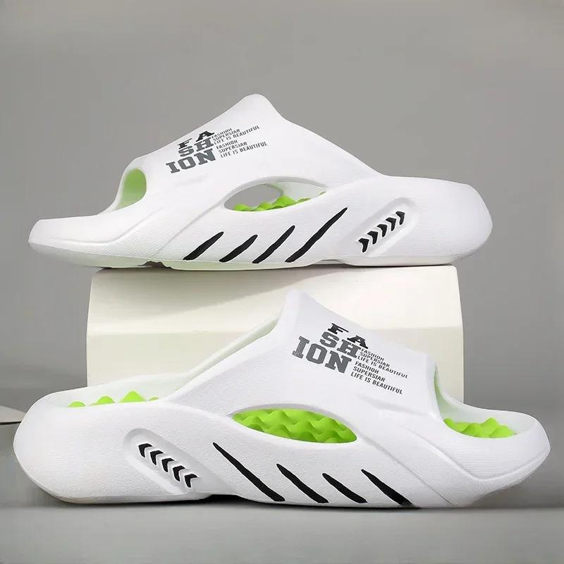 Fashion New Summer Men Massage Slippers Indoor Outdoor Beach Casual Sandals Hollow Soft Sole Comfortable Slides Men Flip-flops Pantuflas