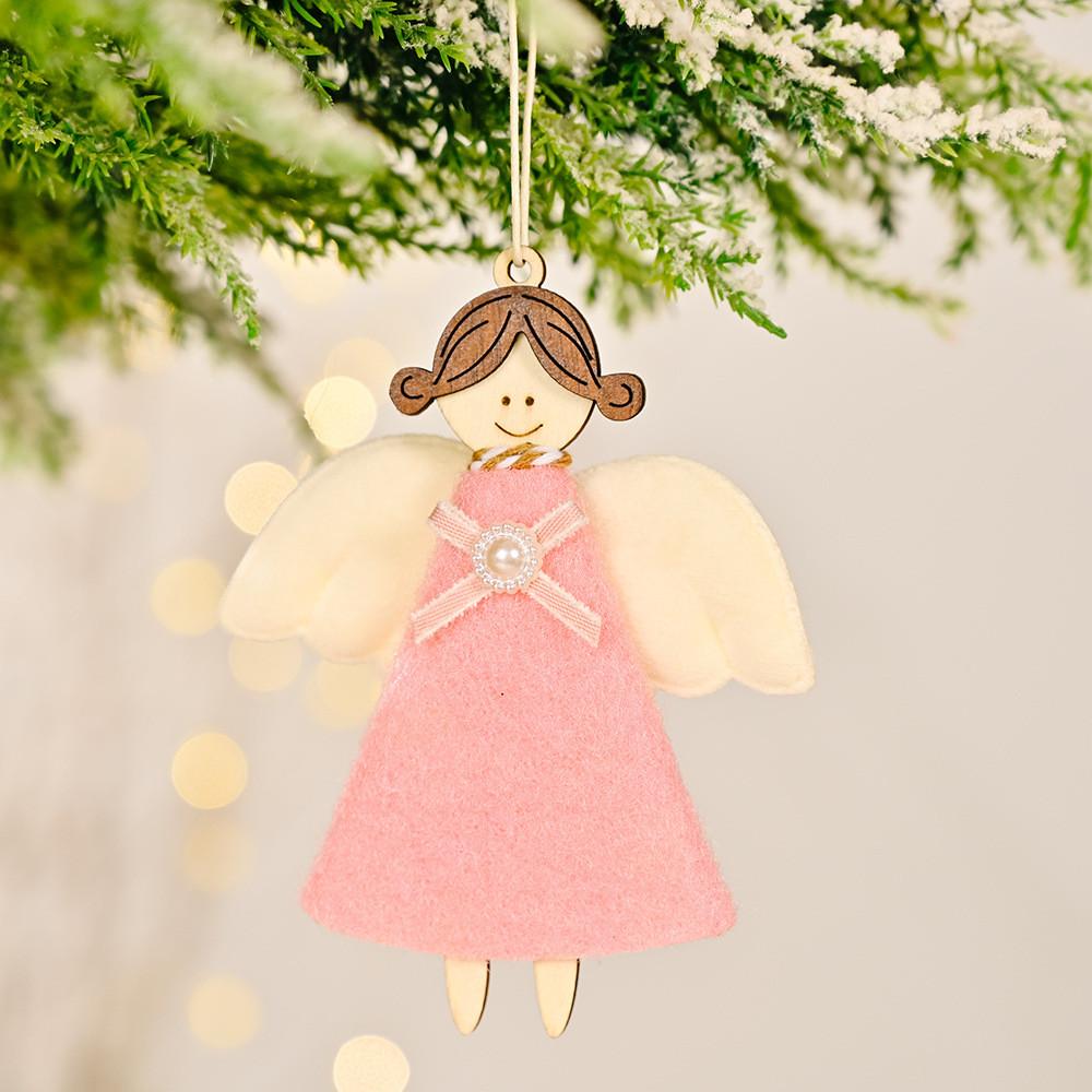 Beautifully Crafted Wooden Angel Girl Christmas Decorations In Colors Assorted