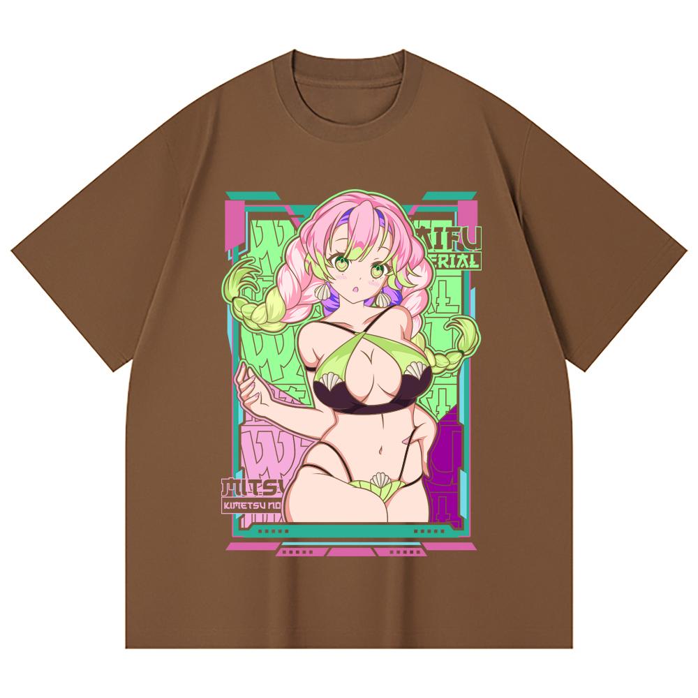 230 Gsm 100% Cotton Demon Slayer V53 Mitsuri Waifu Print Unisex Heavy Cotton T Shirt