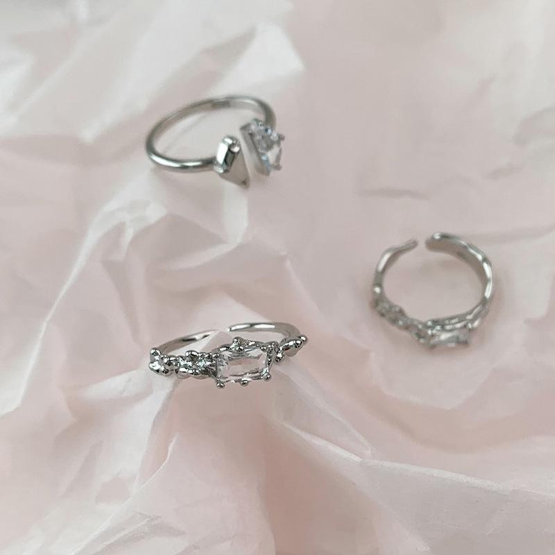 Light Luxury Women'S Niche Design Sense, High Sense, Exquisite Cold Wind, Diamond-Encrusted Zir*****Pen Ring Set, French Style