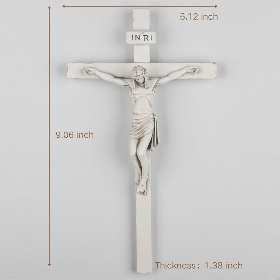

DevotedWalls Сделанный вручную белый распятие для декора стен Белый распятие Духовный подарок Отделка под камень Высота 9 дюймов Настенные кресты Иисуса United States