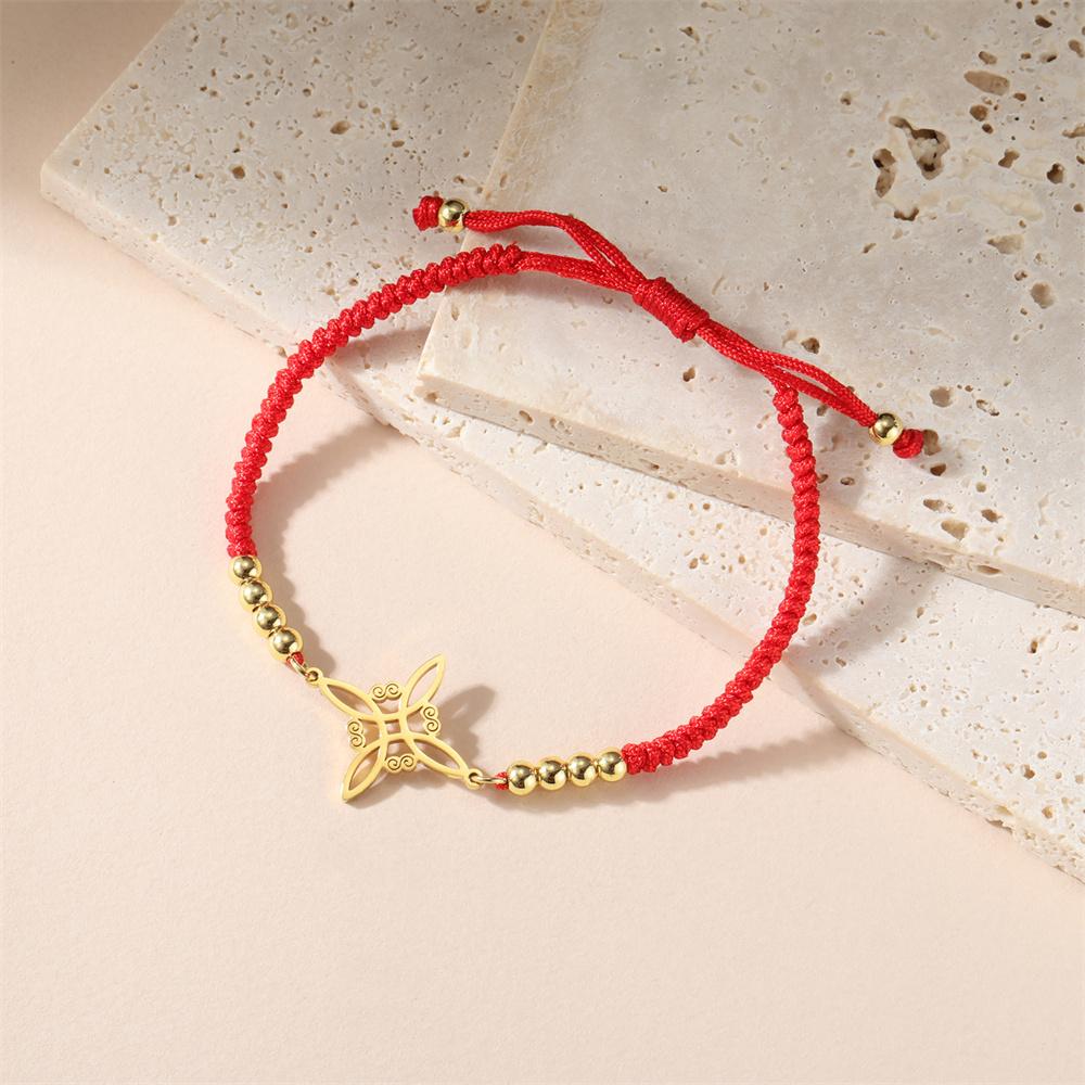 My Shape Witch Knot Bracelets for Women Celtics Knot Handmade Woven Rope Beads Wicca Amulet Witchcraft Stainless Steel Jewelry