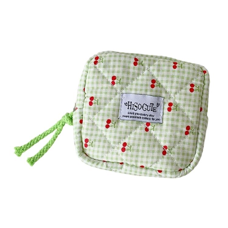 Cherries Decoration Sanitary Pad Storage Bag Water Resistant Practical Polyester Organizer For Travel Cosmetic