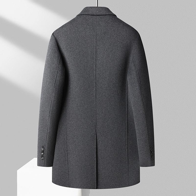 Abrigo de Lana Grueso de Doble Capa de Otoño e Invierno para Hombre de Largo Medio con Forro de Plumón Talla Grande Ropa de Hombre