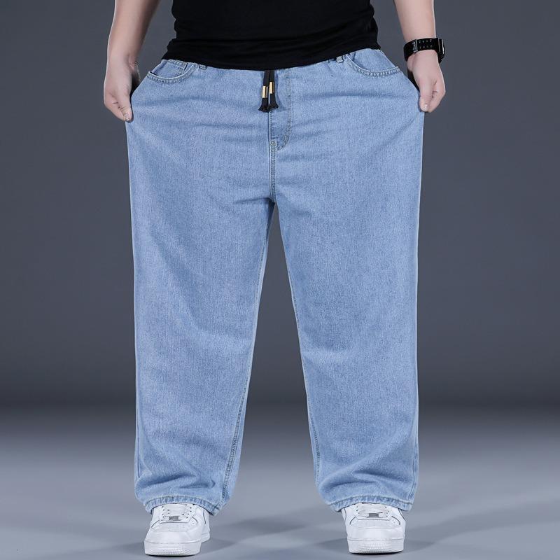 Herren Jeans mit lockerem geradem Bein und elastischem Bund – dicker Stoff, Übergrößen Hose