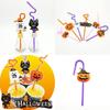 Halloween Fun Bendable Plastic Straws With Cute Pumpkin And Vampire Designs Pack Of 20 For Party Use