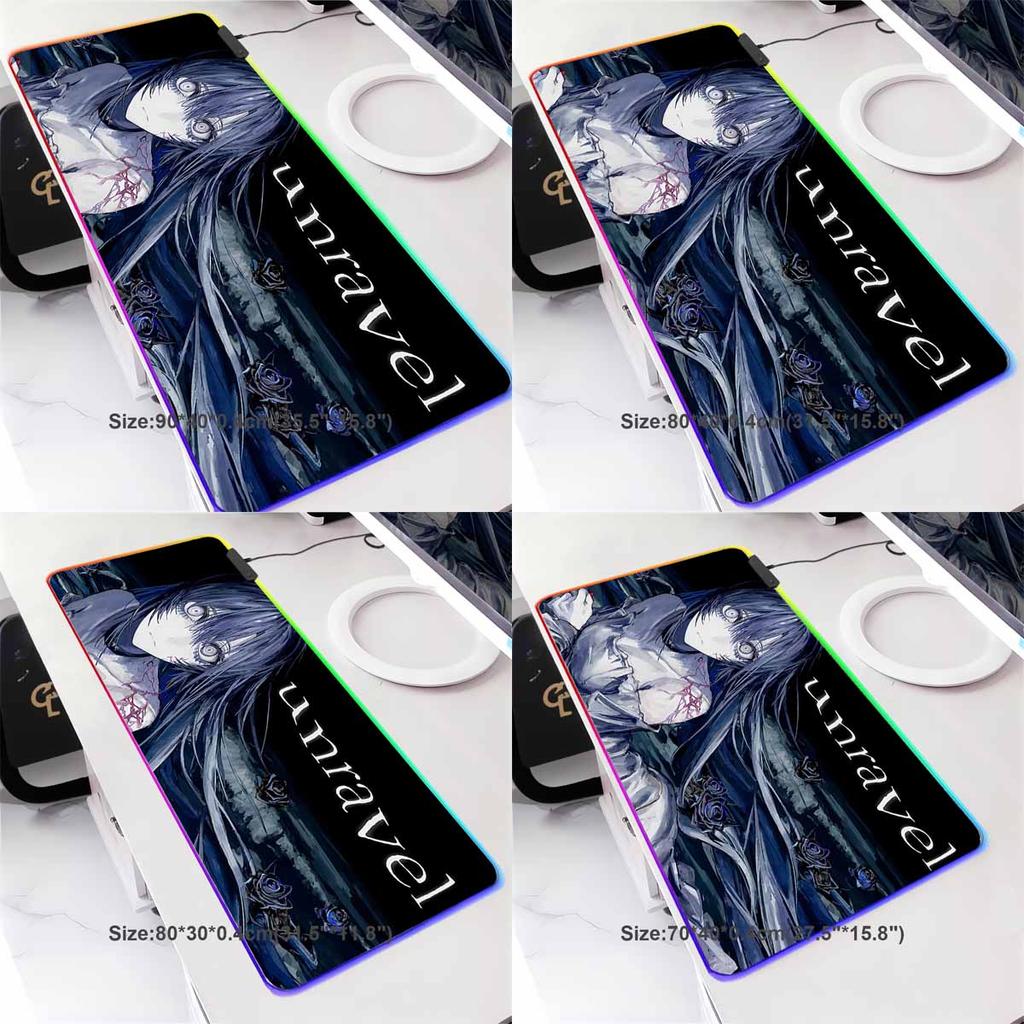 Kawii Anime LED Mousepad HD Print Virtual Idol  Gamers Desk Mat RGB Backlit Non-slip Mouse Pad XXL Keyboard PC Desk Pads