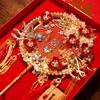 Elegant Double-Sided Bridal Wedding Fan Kit - Two-Color Xiuhe Design
