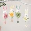 Easter Scene Decoration Cute Cartoon Rabbit Figurines Spring Festival Floral Bunny Hanging Ornaments Home Table Decorations