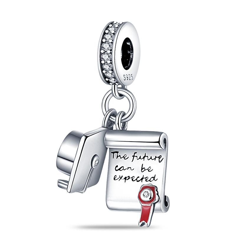 Copper Color Graduation Certificate Bachelor'S Hat Graduation Series Charms Beads Fit Pan Original Bracelets Diy Jewelry