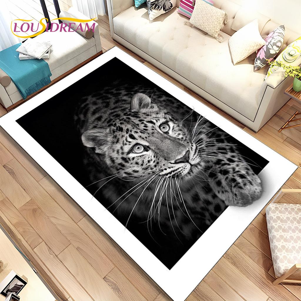 Animal Leopard Cheetah Cartoon Beast Area Rug,Carpet for Home Living Room Bedroom Sofa Doormat Kitchen Decor,Non-slip Floor Mat