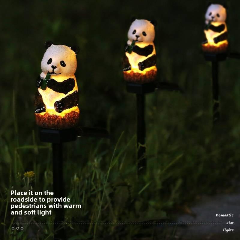 Solar Panda Lawn Decor Resin Animal Landscape Light With Energy Efficient Led For Garden Pathway