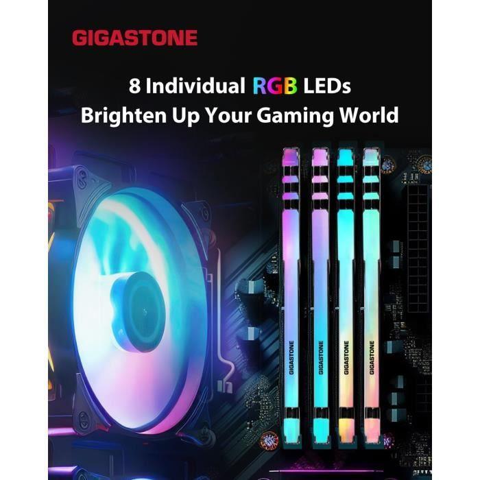 Mémoire RAM DDR4 - GIGASTONE - Game Turbo - 32Go - 3200MHz - RGB - UDIMM