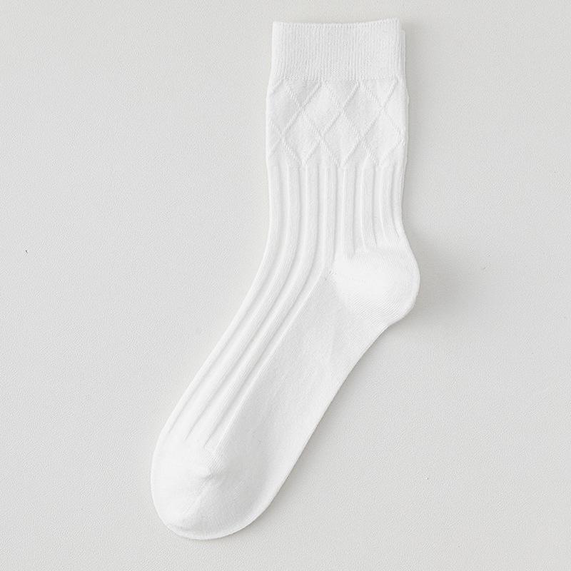 

Мужские деловые повседневные хлопковые носки - Черные, Белые, Серые, В рубчик, Высокоэластичные, Не скатывающиеся, Бесшовные, До середины икры, Всесезонные. One Size белый