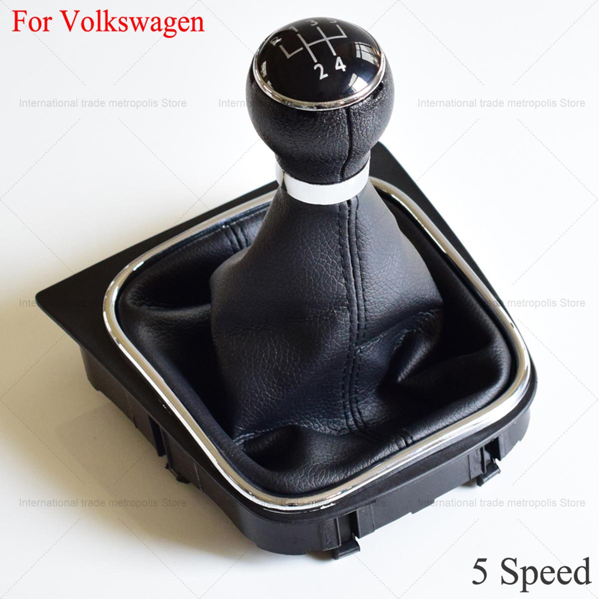 5/6 Speed Stick Gear Shift Knob With Leather Boot Collar Case For  VW Golf 6 MK5 MK6 Jetta 2005 2006 2007-2014 Car-Stying 5 Speed