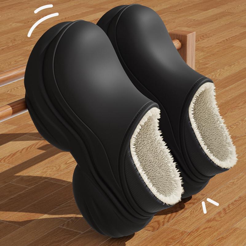 Fashion 2025 New Chunky Platform Plush Slippers Women Waterproof Windproof Eva Cotton Shoes Woman Comfort Fleee Lining Clogs Slippers