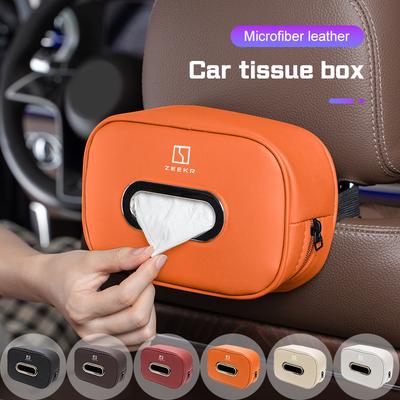 ZEEKR Special Car Hanging Tissue Box Microfiber Leather Headrest Napkin Storage Case For ZEEKR 001 007 009 X FR Electric Sedan S
