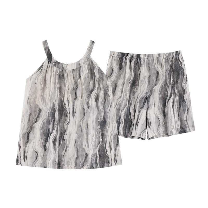 Sexy pajamas with chest pads, women's summer new cloud cotton suspender shorts, sweet and wearable homewear suit