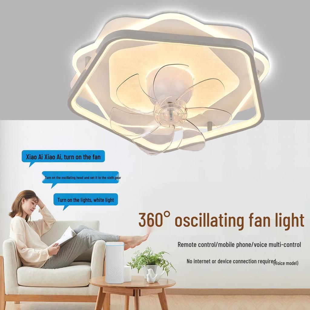 Smart Silent Ceiling Fan Light with Variable Frequency for Modern Bedrooms