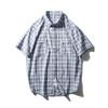 Japanese Retro Pure Cotton Plaid Short-Sleeve Shirt for Men, Summer 2024 New Style, Export Men's Clothing Shirt
