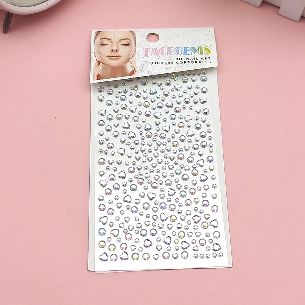 DIY Acrylic Rhinestone Face Stickers - 15 Color Set for Makeup & Stage Use
