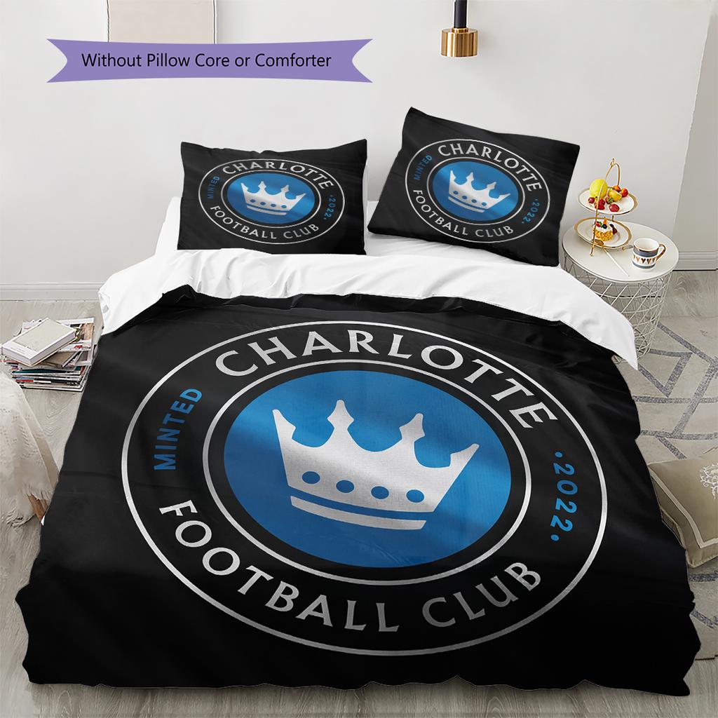 Charlotte FC Pattern Bedding Home Decoration Birthday Gift (1 * duvet cover + 2 * pillowcase, without core)