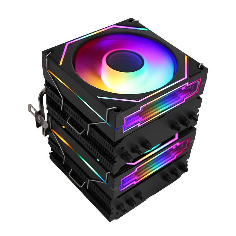 QiuzAim 6 Heat Pipe CPU Cooler Argb 90mm Fan White/Black Themed Radiator Twin Towers install LGA2011 x99 1200 115x 1700 AM4 AM5