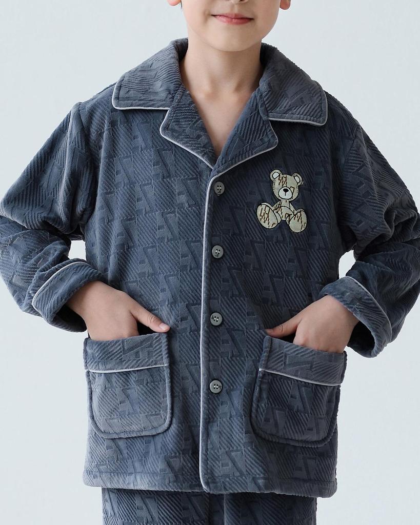 Lulu Niu Boys' Thickened Fleece Pajama Set for Autumn and Winter