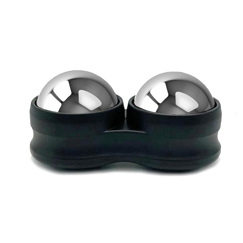 Stainless Steel Double Massage Ball Roller for Muscle Relaxation чёрный