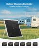 30W 12V Solar Panel Battery Charger, Solar Battery Trickle Charger Maintainer with Intelligent MPPT Controller & Adjustable Mount Bracket, IP67