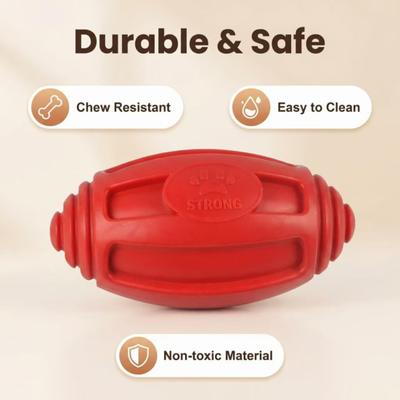 Red Squeaky Rugby Ball Dog Toy TPR Chew Ball for Teething & Boredom Relief Pet Boredom Buster Toy for Outdoor & Solo Fun