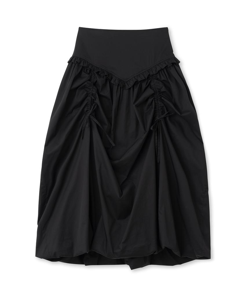MILLO WOMEN Balloon Shirred Maxi Skirt [Black]