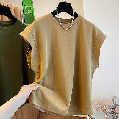 Top holgado de algodón sin mangas estilo coreano descontinuado para mujer