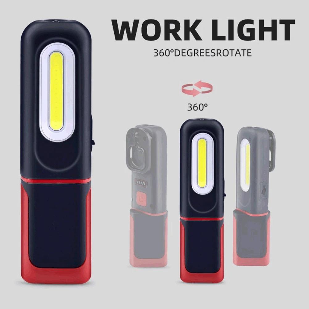 Powerful COB LED Work Light Car Garage Mechanic Lamp USB Rechargeable Flashlight Magnetic Torch Emergency Light Warning Light