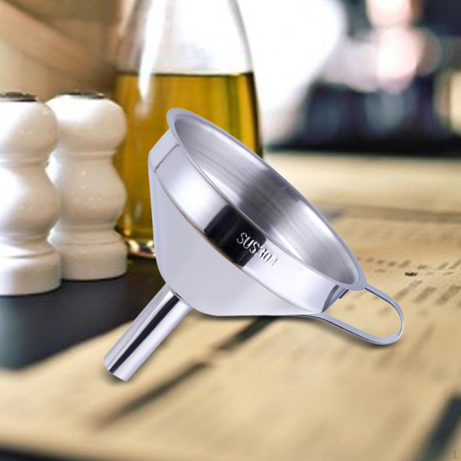 

Kitchen Oil Funnel Gadgets Leakproof Strainer with Detachable for Bottle Canning Filling серебряный