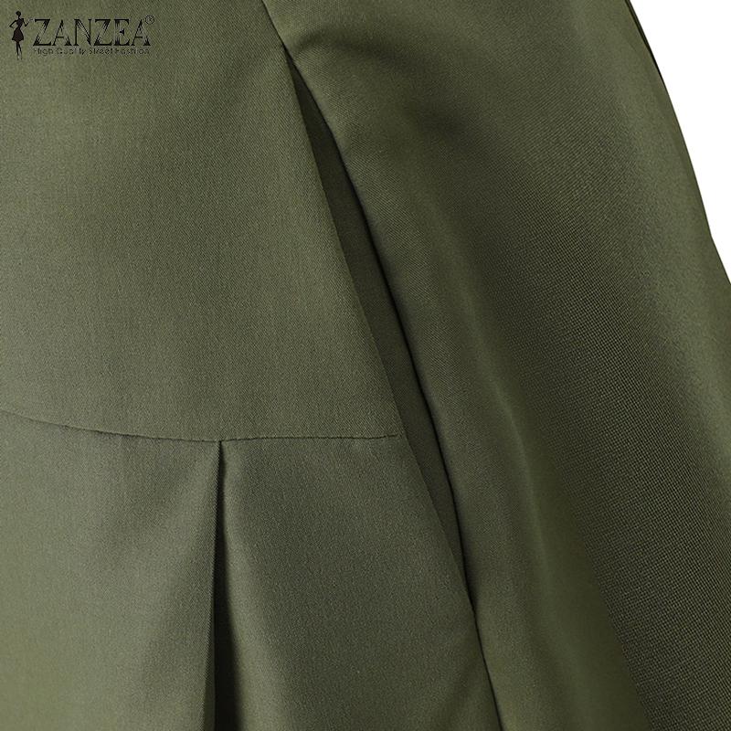 ZANZEA Women Casual Solid Color Loose Pleated Tapered Harem Pants