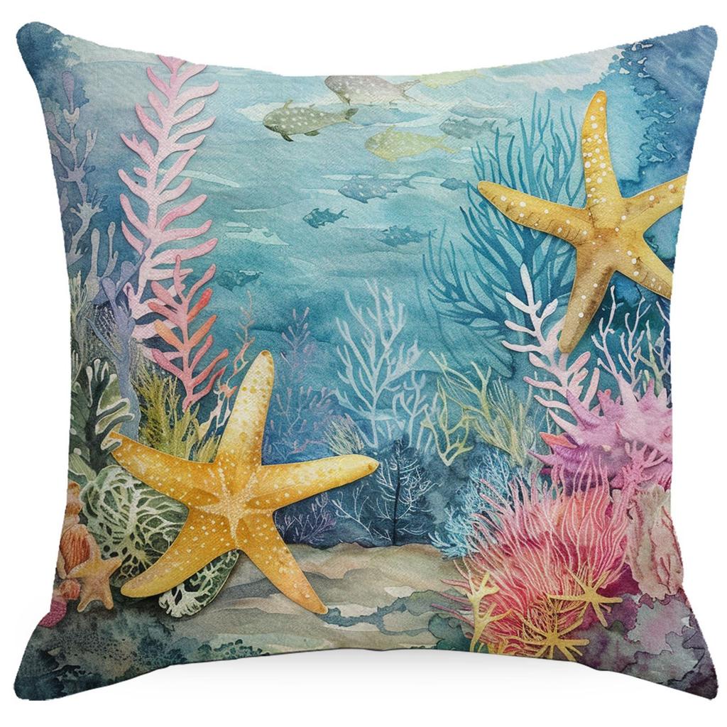 Colorful Marine Life Shell Pillowcase Summer Holiday Beach Hotel Decorative Cushion Cover