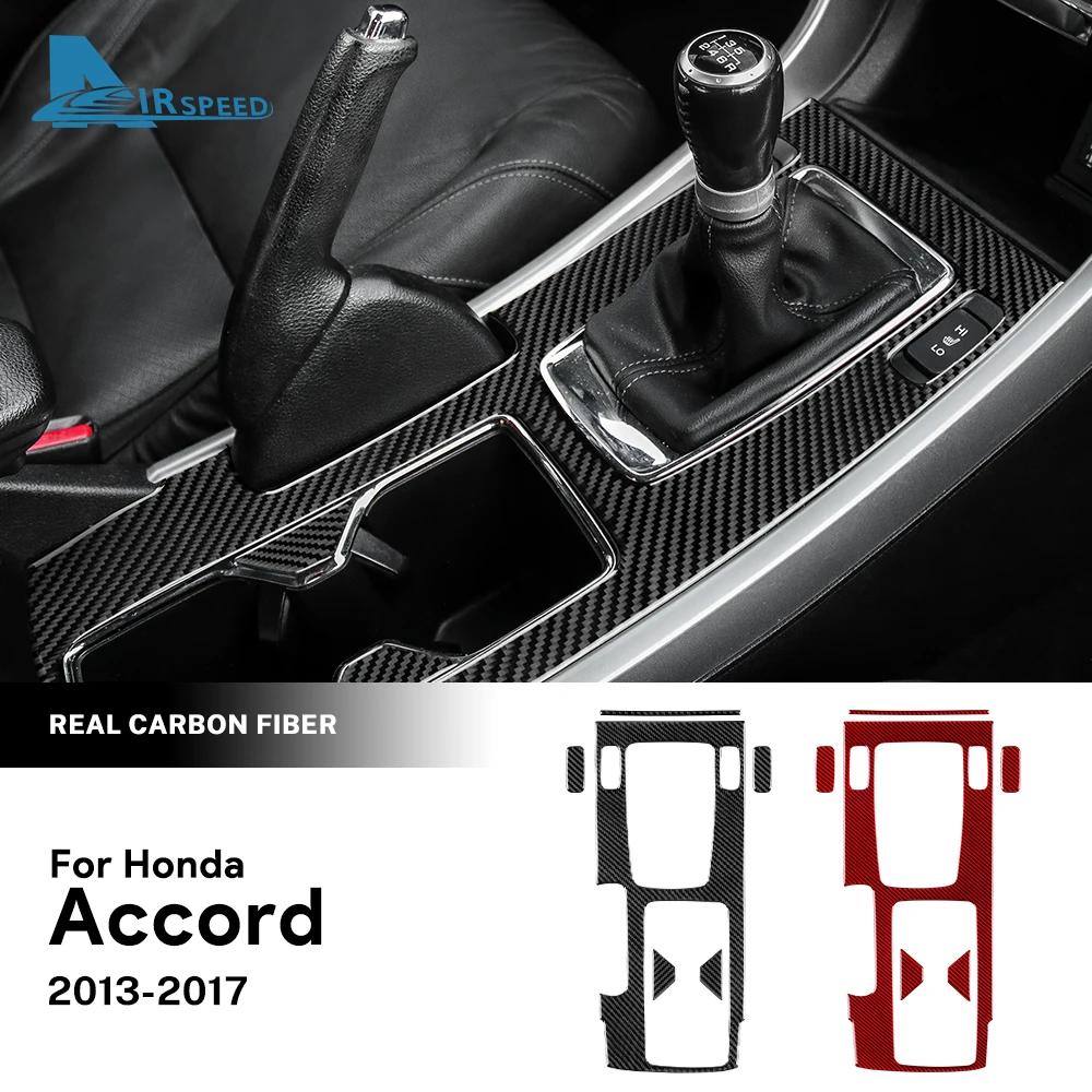Prawdziwa Miękka Naklejka z Włókna Węglowego Do Honda Accord 2013 2014 2015 2016 2017 LHD Samochód Panel Środkowy Zmiany Biegów Pokrycie Wykończenia Wnętrza