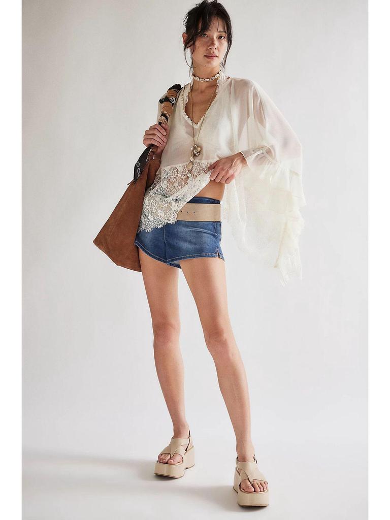 Women's Batwing Sleeve Mesh Cover-up: Spring/Summer Loose Beach Top with Lace Patchwork and Sun Protection.