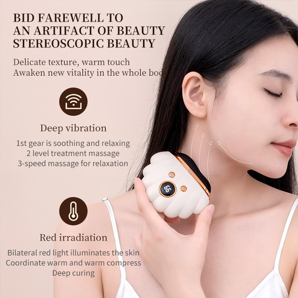 Electric Bianstone Gua Sha Board Red Light Vibration Gua Sha Massage Instrument Smart Complexion Facial Lift Beauty Instrument V Face