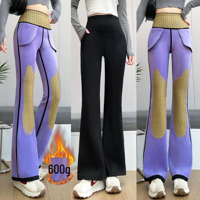 Women's Velvet Micro Flare Pants: High Waist, Tummy Control, Hip-Lifting, Warm, Slimming Yoga Wear for Winter