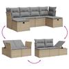 Set Divano da Giardino 6 Pezzi con Cuscini Polyrattan Beige