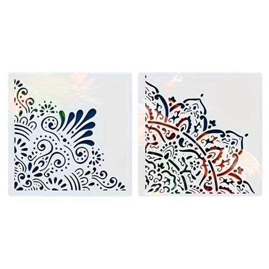 Conjunto de Estêncil para Pintura 11,8 Polegadas Grande Reutilizável Modelos de PVC com Padrões Geométricos Florais Estêncil Decorativo de Parede para Arte DIY e Decoração de Casa