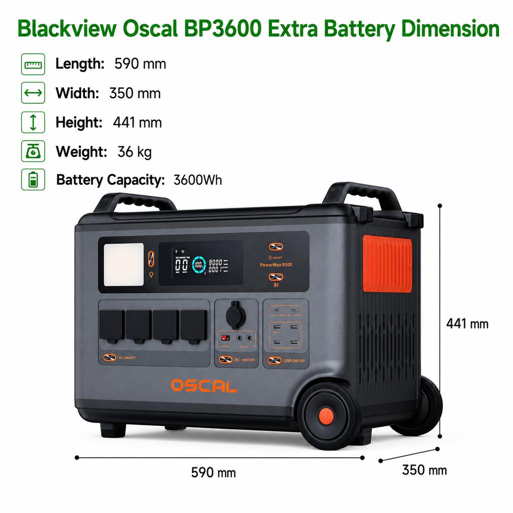 OSCAL PowerMax6000 Tragbare Powerstation 6000W 3600Wh LiFePO4 Solargenerator 57600Wh Erweiterbar 120V/240V USV Schnellladung APP für Zuhause Wohnmobil Off-Grid