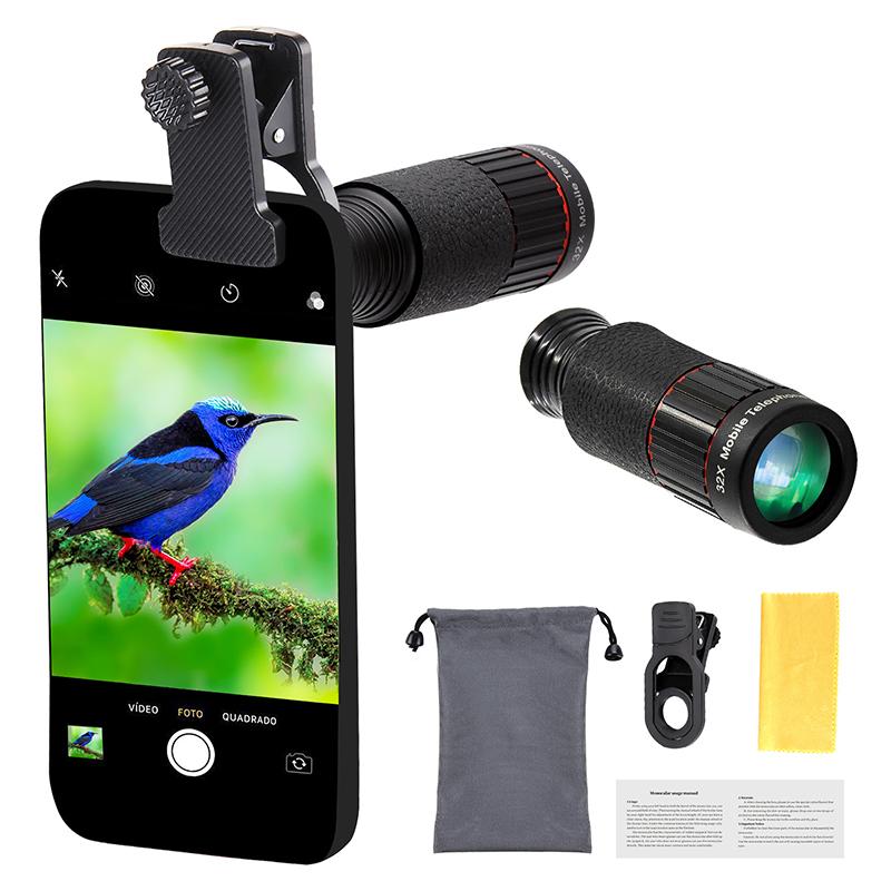 Takenoken 32X Telephoto Glass Phone Lens for Mobile Cameras Photo Video Accessory Manual Focus Zoom Lens Outdoor Photography 32X telescope lens&5302 чёрный