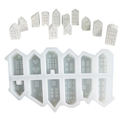 House Silicone Casting Moulds House Handicraft Mold Ornament House Shaped Candlestick Silicone Mould Table Decorations